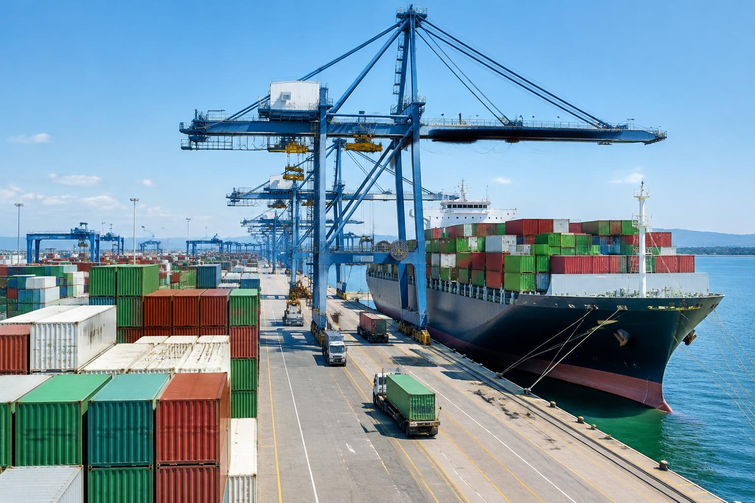 Container port connecting agricultural supply with international markets